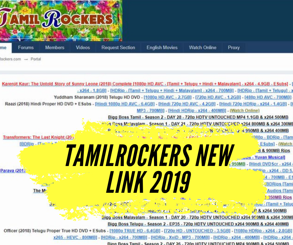 Homepage with Heading Tamilrockers new link 2019